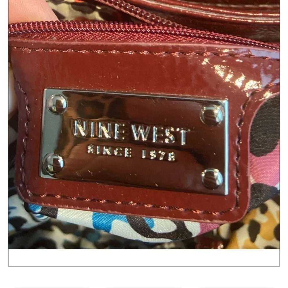 Nine West Quilted Maroon Tote Bag Faux Leather